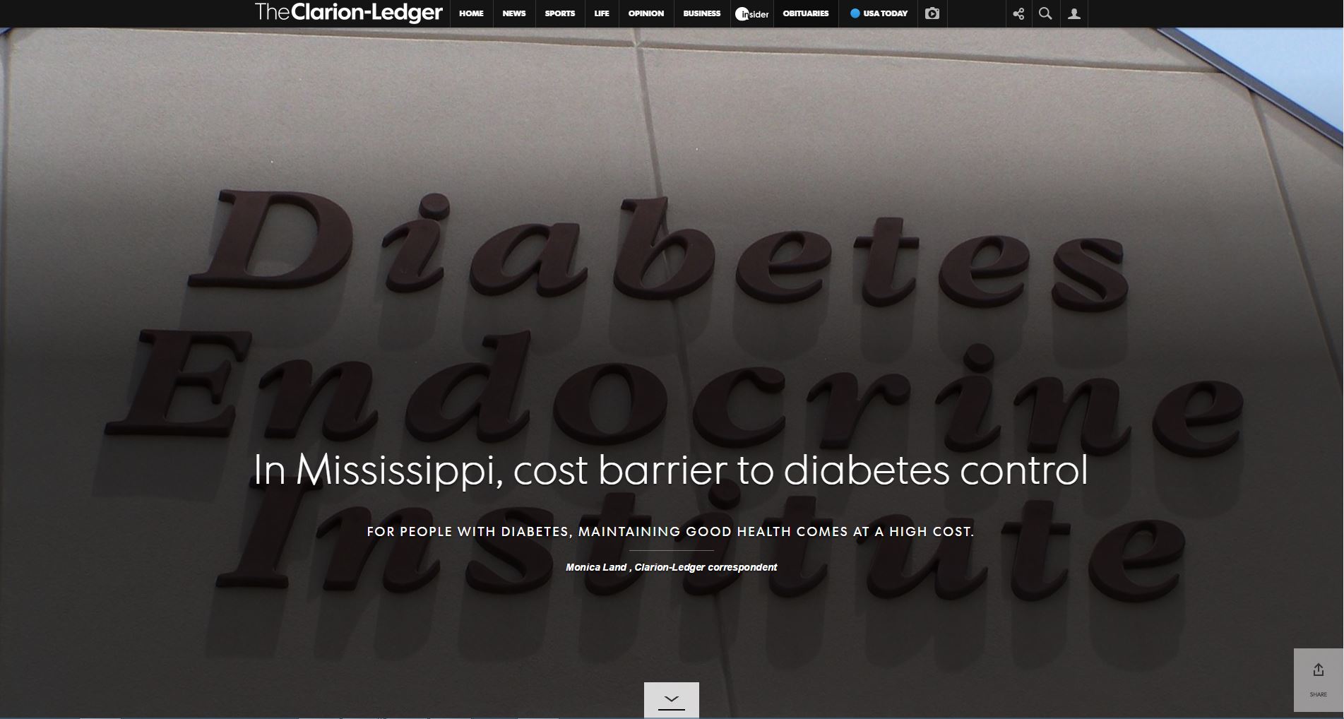 In Mississippi, Cost Barrier to Diabetes Control Diabetes and Endocrine